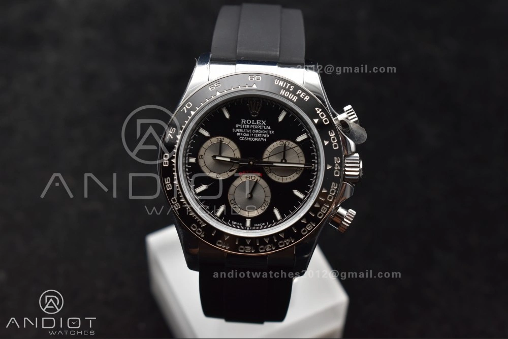 Daytona 126519 QF 1:1 Best Edition Black Silver Dial on Oysterflex Strap SH4131 V6 (Weighted)