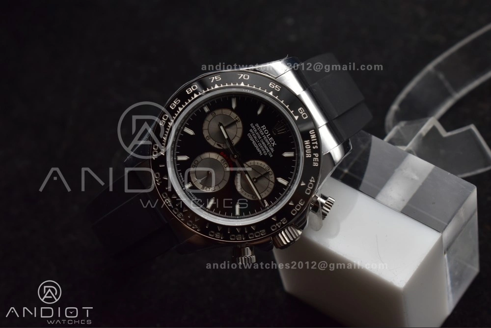 Daytona 126519 QF 1:1 Best Edition Black Silver Dial on Oysterflex Strap SH4131 V6 (Weighted)