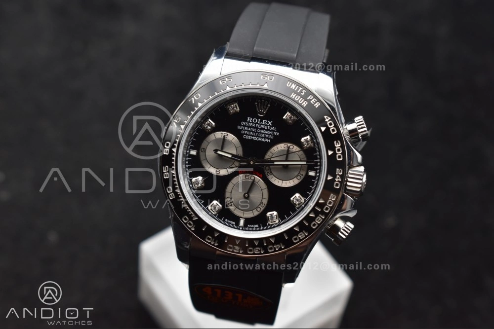 Daytona 126519 QF 1:1 Best Edition Black Silver Diamonds Dial on Oysterflex Strap SH4131 V6 (Weighted)