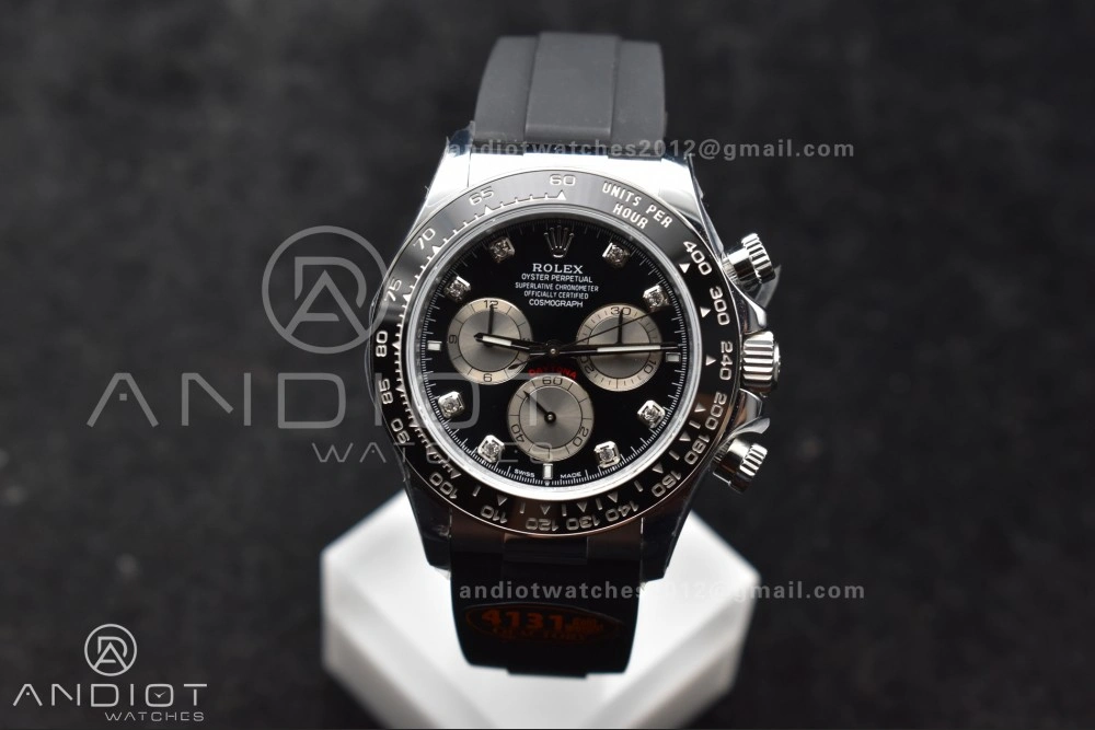 Daytona 126519 QF 1:1 Best Edition Black Silver Diamonds Dial on Oysterflex Strap SH4131 V6 (Weighted)