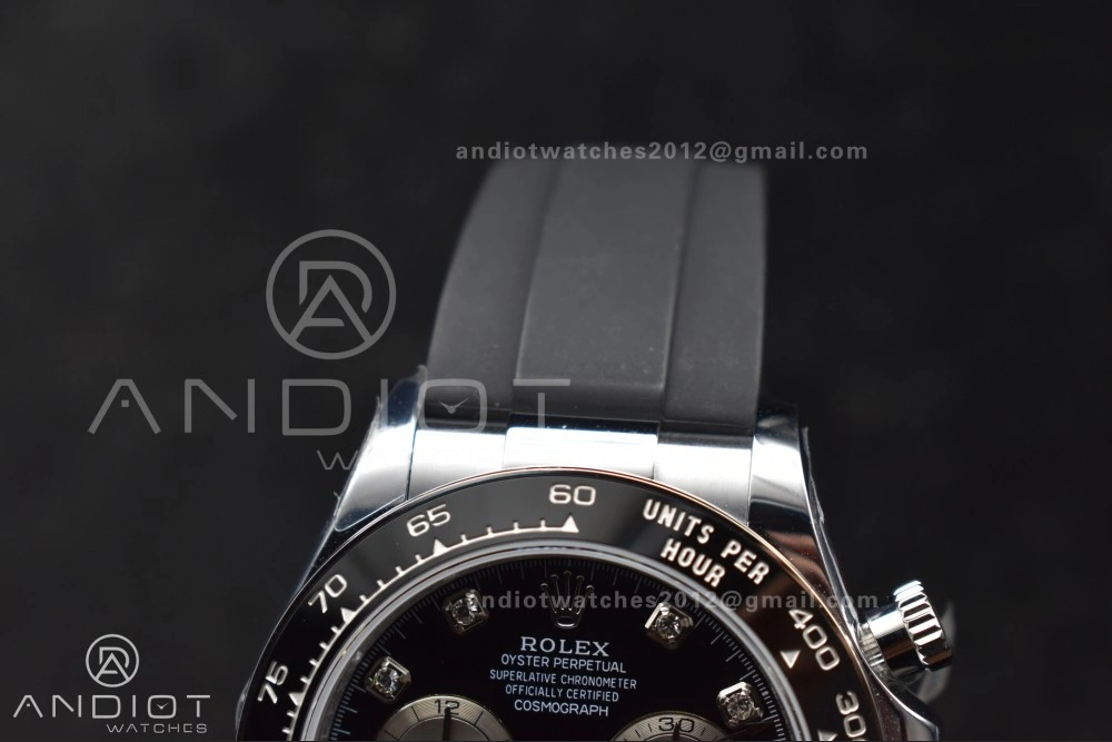 Daytona 126519 QF 1:1 Best Edition Black Silver Diamonds Dial on Oysterflex Strap SH4131 V6 (Weighted)