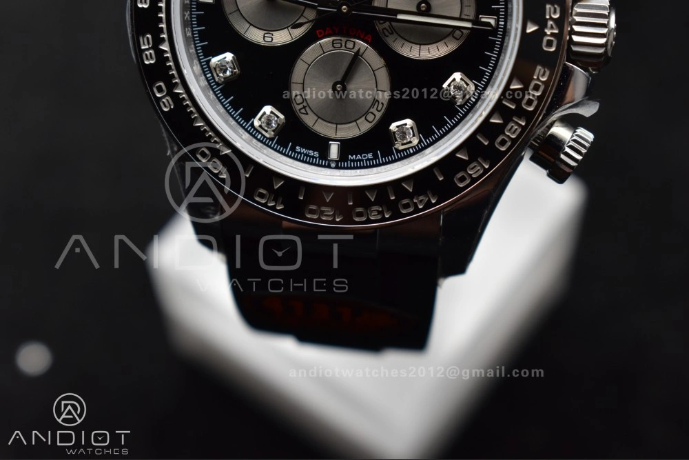 Daytona 126519 QF 1:1 Best Edition Black Silver Diamonds Dial on Oysterflex Strap SH4131 V6 (Weighted)