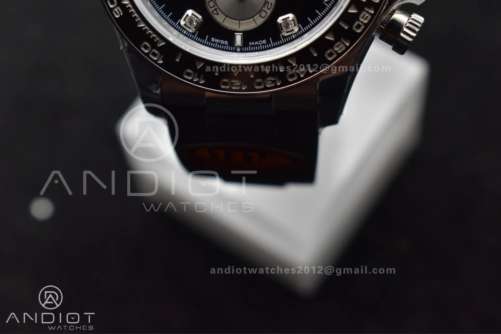 Daytona 126519 QF 1:1 Best Edition Black Silver Diamonds Dial on Oysterflex Strap SH4131 V6 (Weighted)