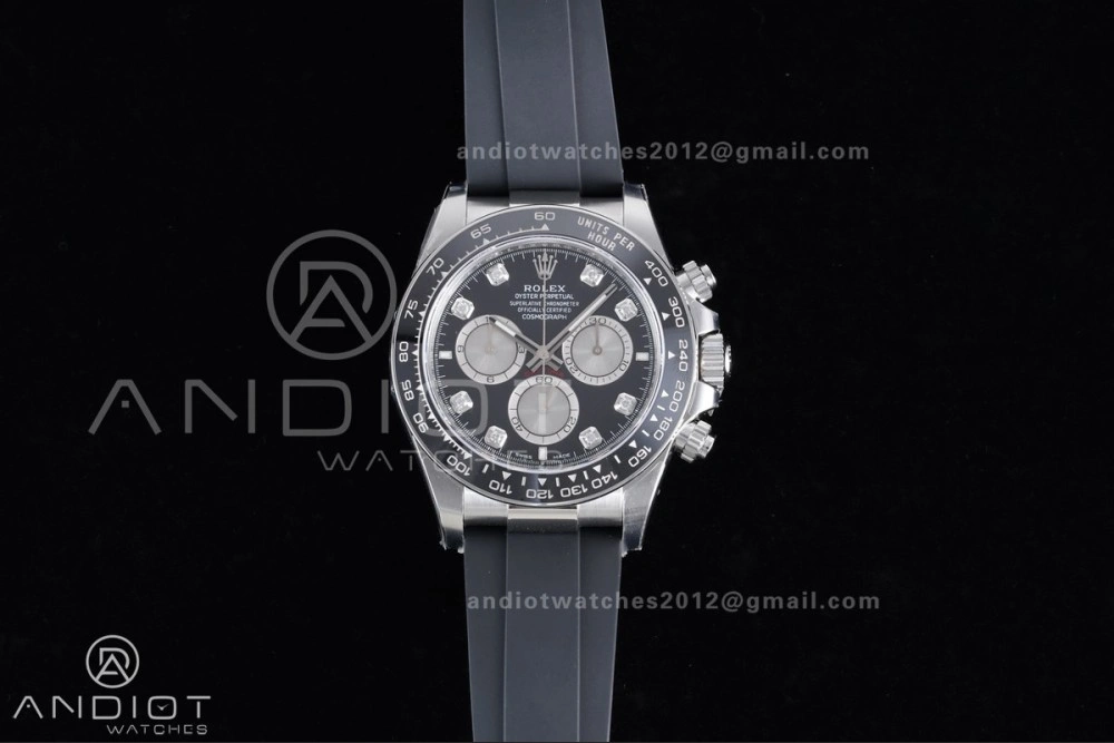 Daytona 126519 VSF 1:1 Best Edition Black Silver Diamonds Dial on Oysterflex Strap VS4131 V2 (Weighted)