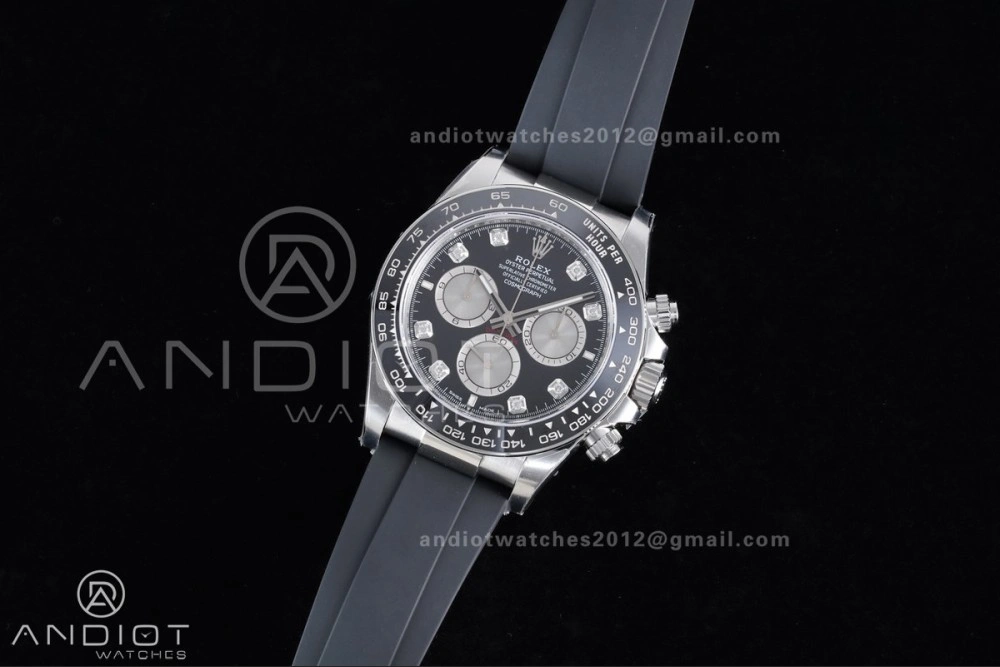 Daytona 126519 VSF 1:1 Best Edition Black Silver Diamonds Dial on Oysterflex Strap VS4131 V2 (Weighted)