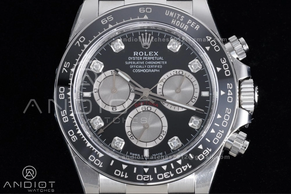 Daytona 126519 VSF 1:1 Best Edition Black Silver Diamonds Dial on Oysterflex Strap VS4131 V2 (Weighted)