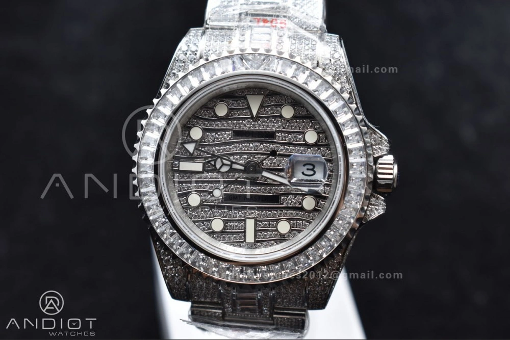 GMT 40mm Full Diamonds SS AMGF Best Edition Diamond Dial On Bracelet On VR3186