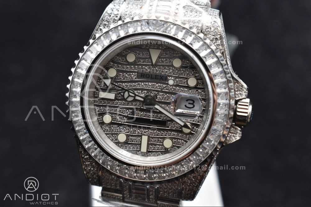 GMT 40mm Full Diamonds SS AMGF Best Edition Diamond Dial On Bracelet On VR3186