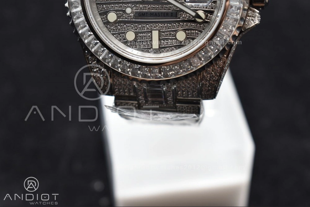 GMT 40mm Full Diamonds SS AMGF Best Edition Diamond Dial On Bracelet On VR3186