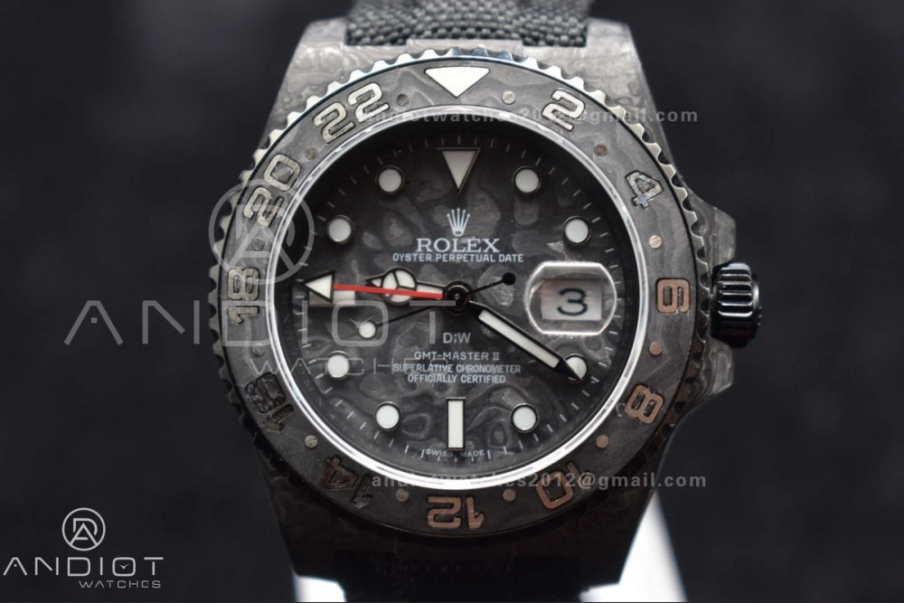GMT DIW Carbon OMF Best Edition All Black Black Dial on Black Nylon Strap SA3186 CHS