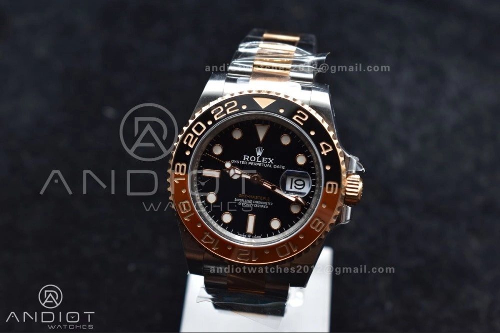 GMT-Master II 126711 CHNR Black Brown Ceramic Clean Factory Best Edition on SS RG Bracelet DD3285 CHS