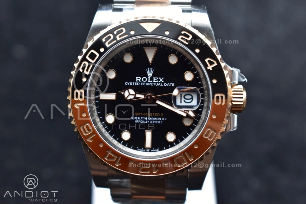 GMT-Master II 126711 CHNR Black Brown Ceramic Clean Factory Best Edition on SS RG Bracelet DD3285 CHS