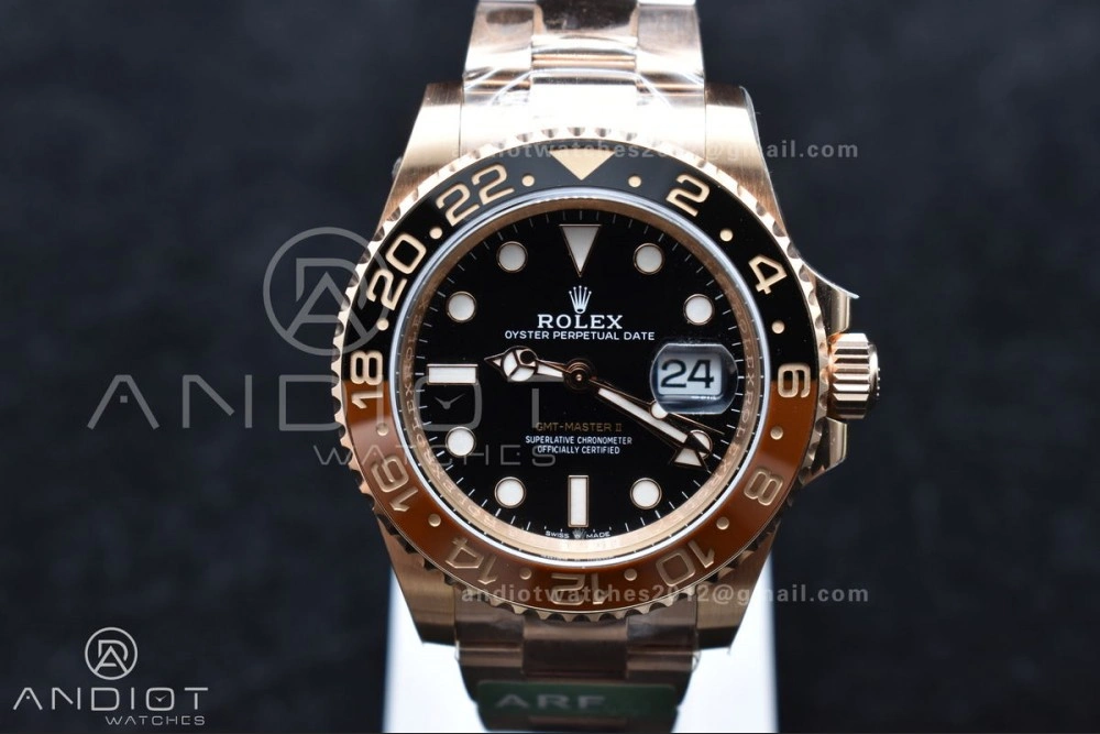 GMT Master II 126715 CHNR 904L SS ARF 1:1 Best Edition on RG Bracelet New SH3285 CHS