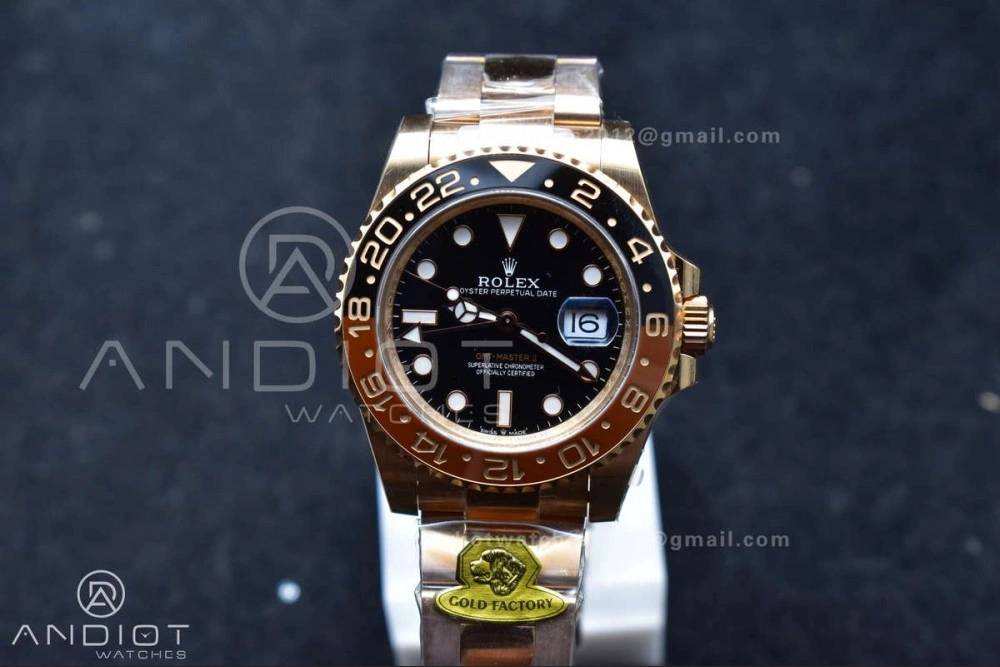 GMT Master II 126715 CHNR Gain Weight Gold Factory 1:1 Best Edition Black Dial on RG Bracelet VR3285 CHS
