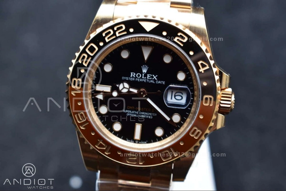 GMT Master II 126715 CHNR Gain Weight Gold Factory 1:1 Best Edition Black Dial on RG Bracelet VR3285 CHS