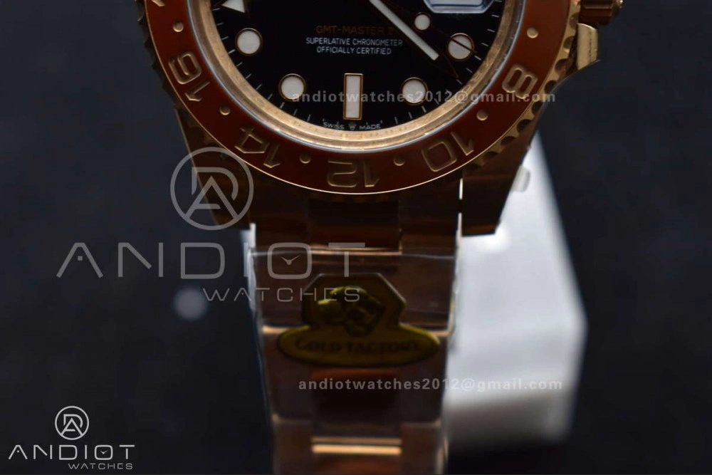 GMT Master II 126715 CHNR Gain Weight Gold Factory 1:1 Best Edition Black Dial on RG Bracelet VR3285 CHS