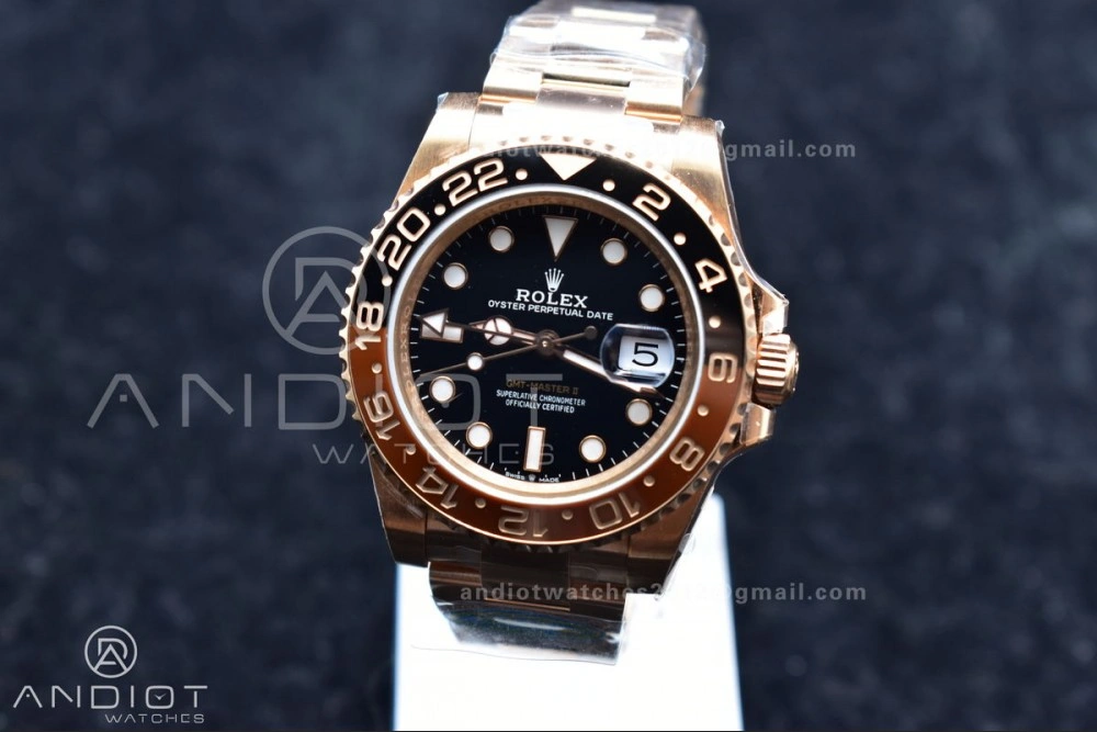 GMT-Master II 126715CHNR Black Red Ceramic Clean Factory Best Edition on SS RG Bracelet DD3285 CHS