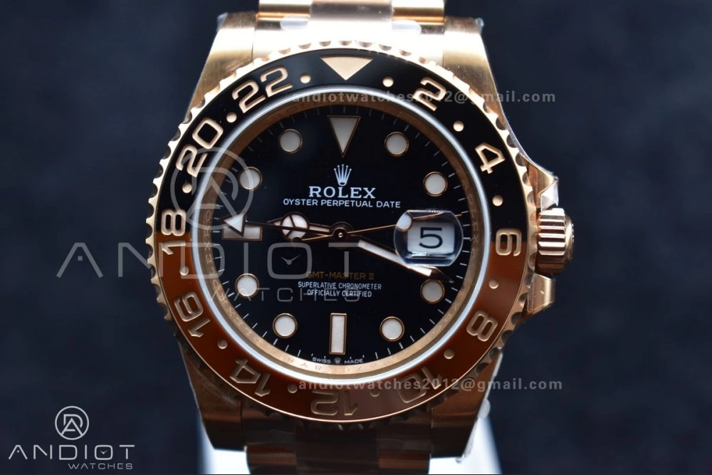 GMT-Master II 126715CHNR Black Red Ceramic Clean Factory Best Edition on SS RG Bracelet DD3285 CHS