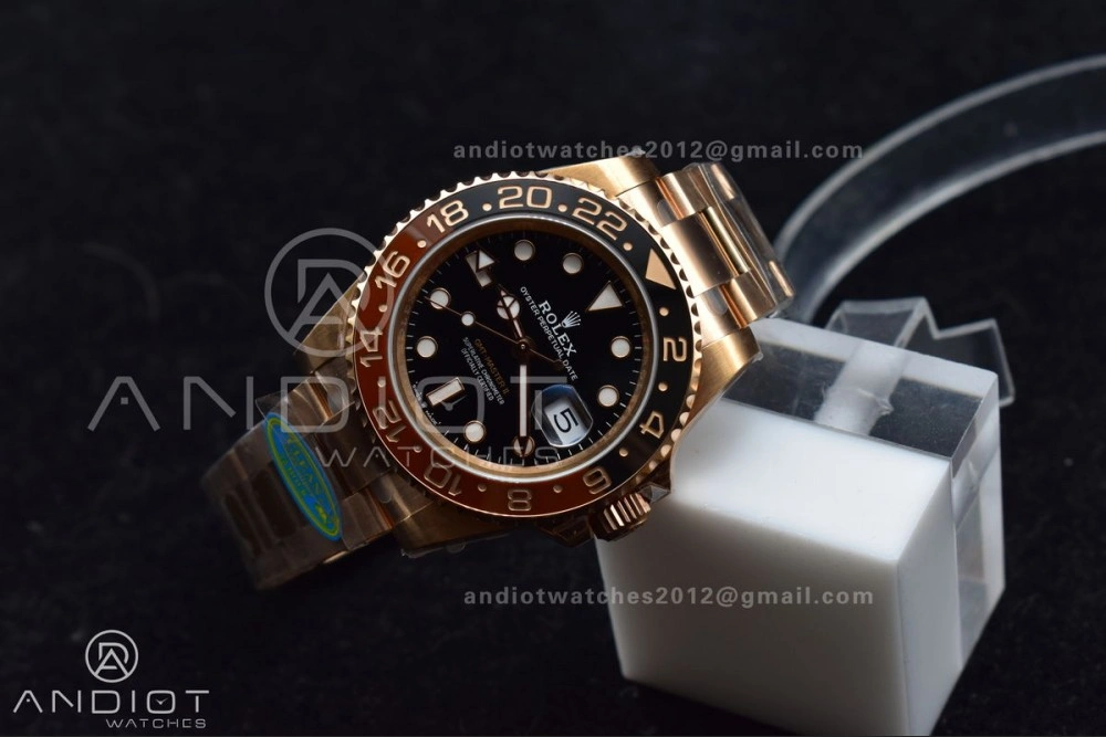 GMT-Master II 126715CHNR Black Red Ceramic Clean Factory Best Edition on SS RG Bracelet DD3285 CHS