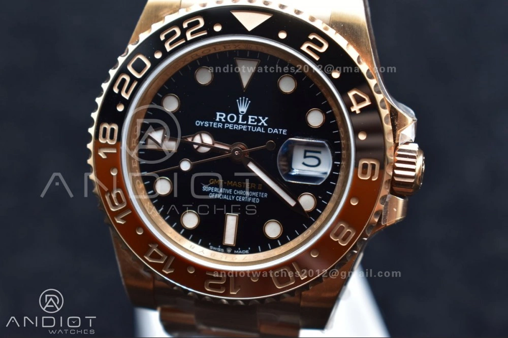 GMT-Master II 126715CHNR Black Red Ceramic Clean Factory Best Edition on SS RG Bracelet DD3285 CHS