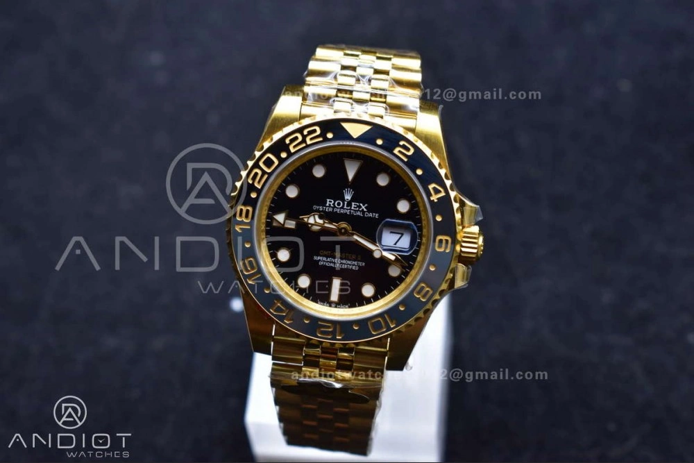 GMT Master II 126718 GRNR Gain Weight Gold Factory 1:1 Best Edition Black Dial on YG Jubilee Bracelet VR3285 CHS