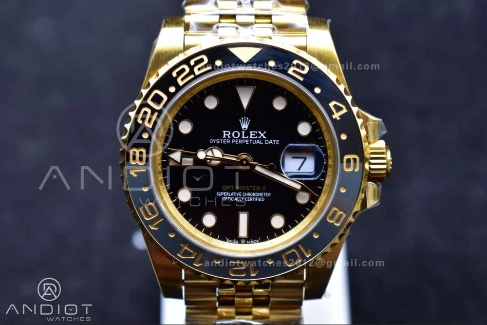 GMT Master II 126718 GRNR Gain Weight Gold Factory 1:1 Best Edition Black Dial on YG Jubilee Bracelet VR3285 CHS