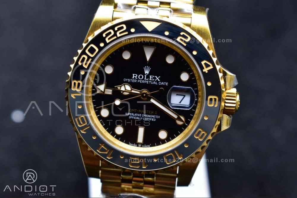 GMT Master II 126718 GRNR Gain Weight Gold Factory 1:1 Best Edition Black Dial on YG Jubilee Bracelet VR3285 CHS