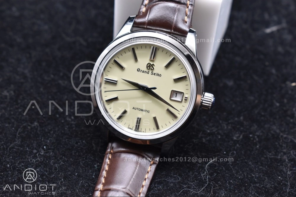Grand Seiko Elegance Automatic SS GSF 1:1 Best Edition Cream Dial on Brown Leather Strap NH34