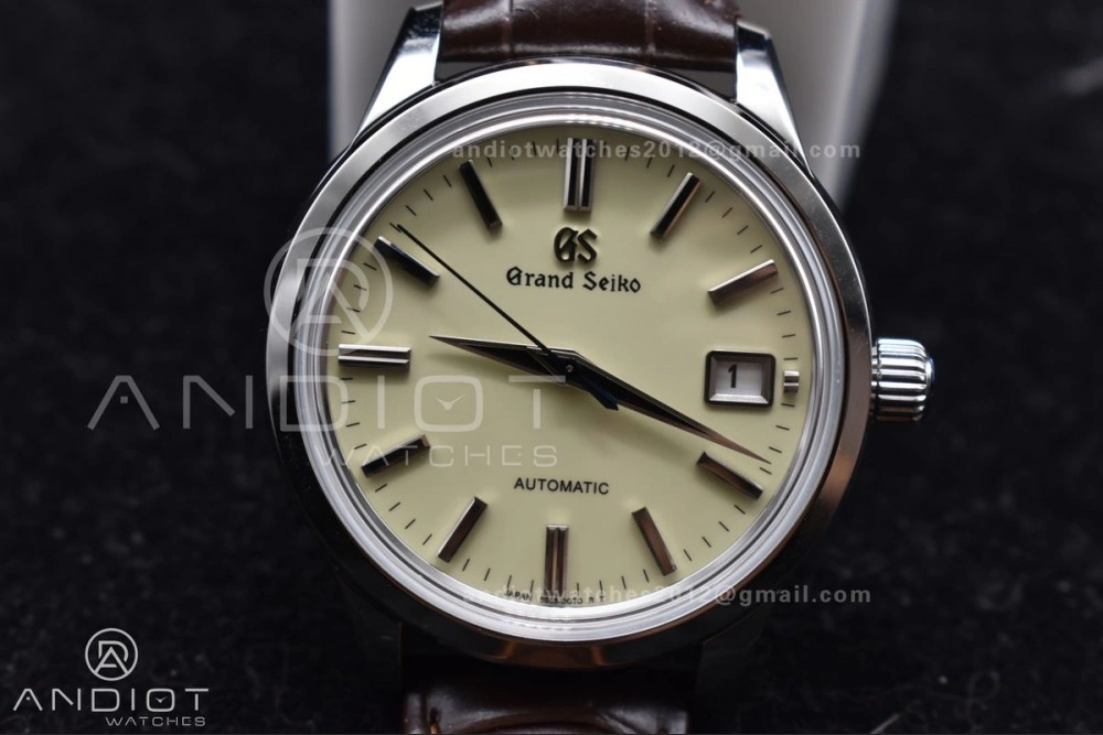 Grand Seiko Elegance Automatic SS GSF 1:1 Best Edition Cream Dial on Brown Leather Strap NH34