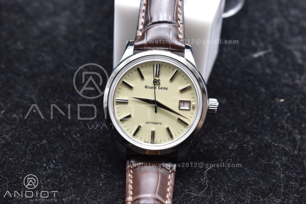Grand Seiko Elegance Automatic SS GSF 1:1 Best Edition Cream Dial on Brown Leather Strap NH34