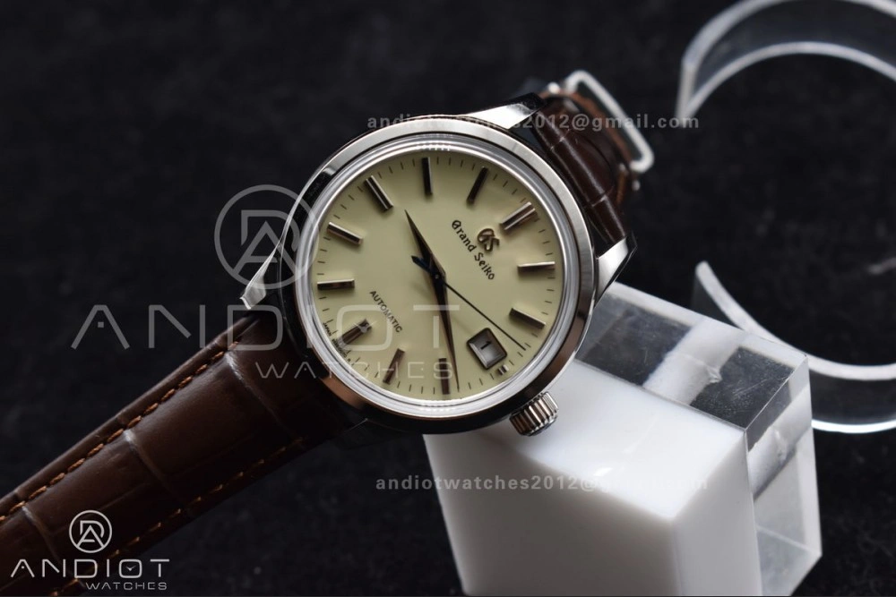 Grand Seiko Elegance Automatic SS GSF 1:1 Best Edition Cream Dial on Brown Leather Strap NH34