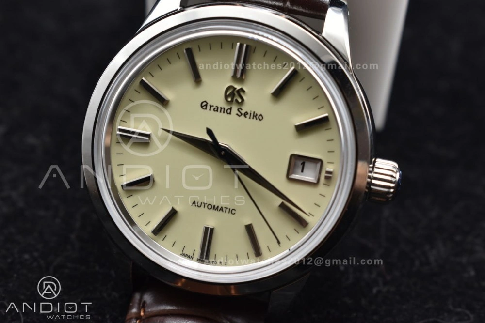 Grand Seiko Elegance Automatic SS GSF 1:1 Best Edition Cream Dial on Brown Leather Strap NH34