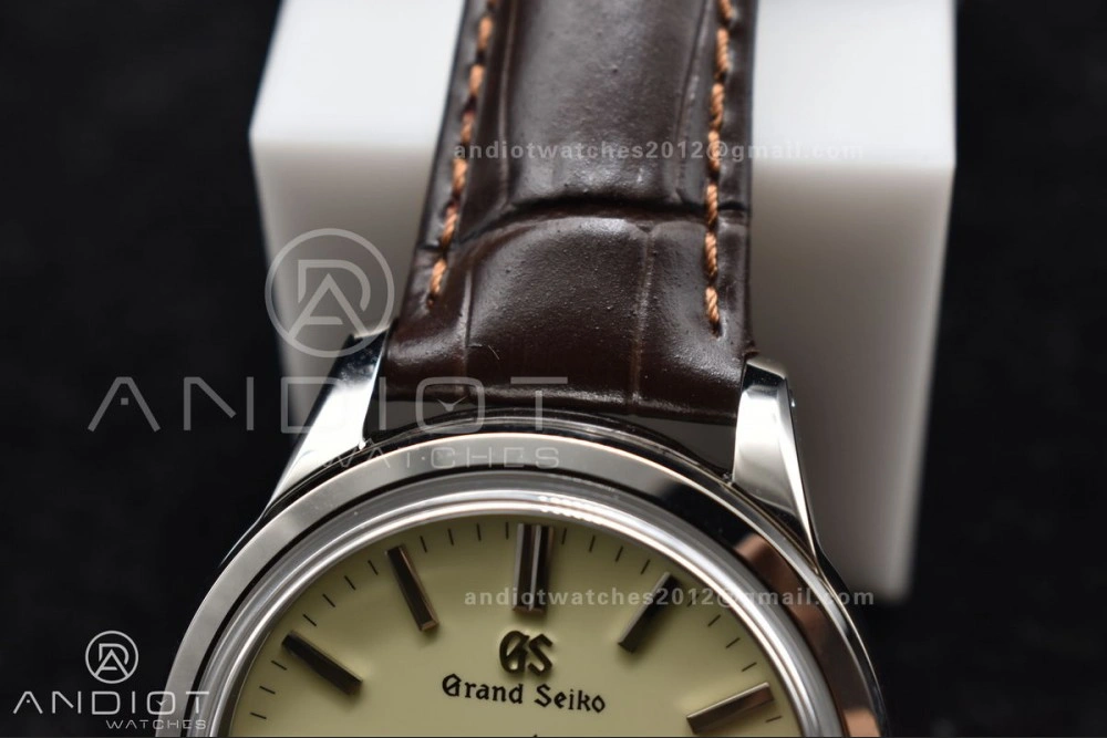 Grand Seiko Elegance Automatic SS GSF 1:1 Best Edition Cream Dial on Brown Leather Strap NH34