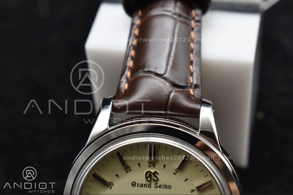 Grand Seiko Elegance GMT SS GSF 1:1 Best Edition Cream Dial on Brown Leather Strap NH34