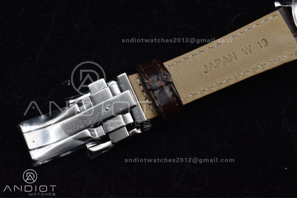 Grand Seiko Elegance GMT SS GSF 1:1 Best Edition Cream Dial on Brown Leather Strap NH34