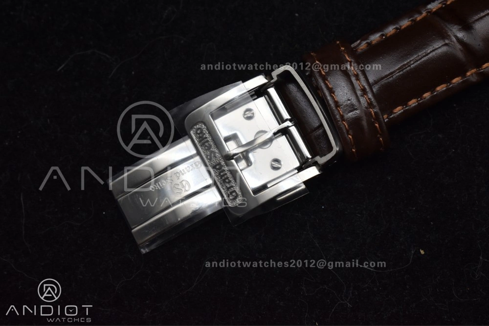 Grand Seiko Elegance GMT SS GSF 1:1 Best Edition Sky blue Dial on Brown Leather Strap NH34