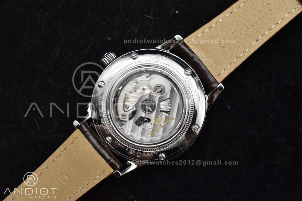 Grand Seiko Elegance GMT SS GSF 1:1 Best Edition Sky blue Dial on Brown Leather Strap NH34