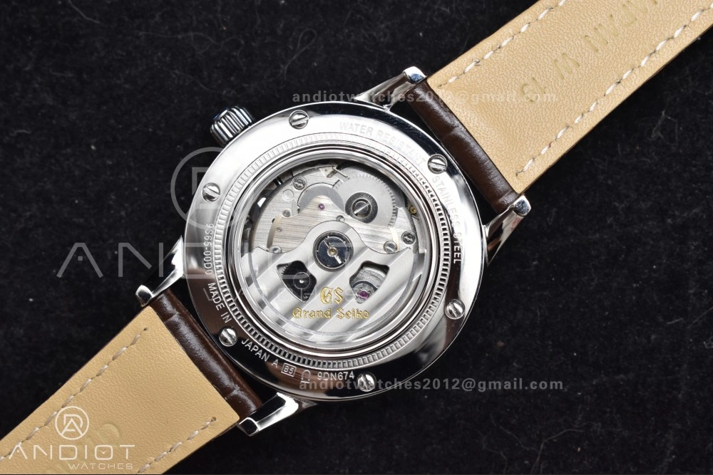 Grand Seiko Elegance GMT SS GSF 1:1 Best Edition Sky blue Dial on Brown Leather Strap NH34