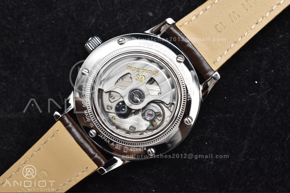 Grand Seiko Elegance GMT SS GSF 1:1 Best Edition Sky blue Dial on Brown Leather Strap NH34