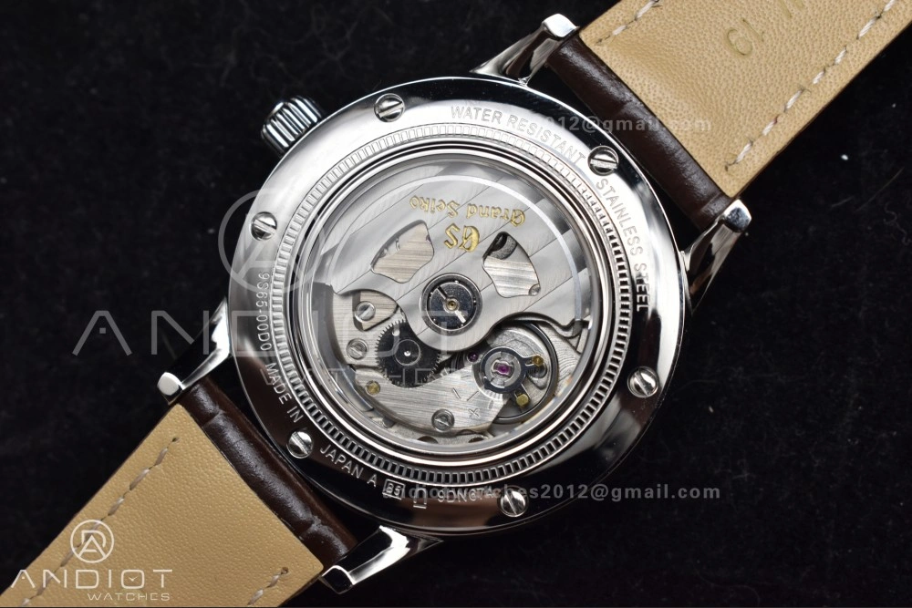 Grand Seiko Elegance GMT SS GSF 1:1 Best Edition Sky blue Dial on Brown Leather Strap NH34