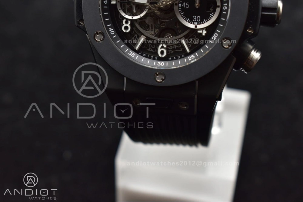 Hublot Big Bang Unico Full Black ZF 1:1 Best Edition Skeleton Dial on Black Rubber Strap A1280