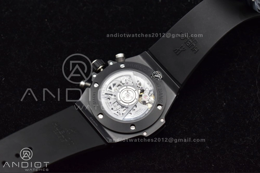 Hublot Big Bang Unico Full Black ZF 1:1 Best Edition Skeleton Dial on Black Rubber Strap A1280
