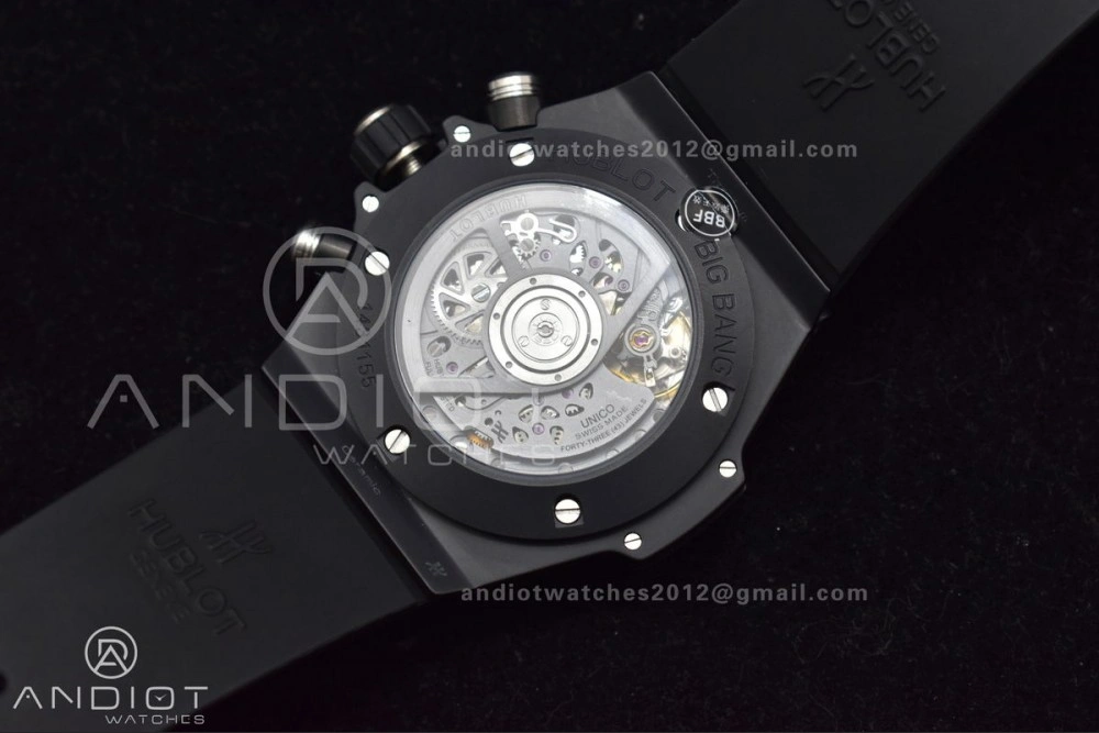 Hublot Big Bang Unico Full Black ZF 1:1 Best Edition Skeleton Dial on Black Rubber Strap A1280