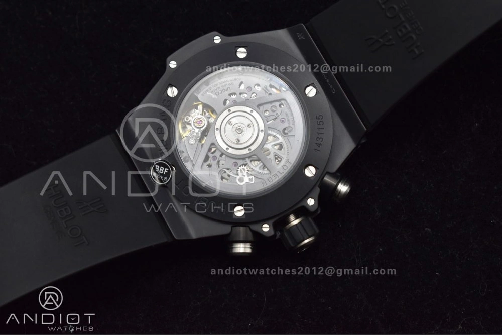 Hublot Big Bang Unico Full Black ZF 1:1 Best Edition Skeleton Dial on Black Rubber Strap A1280