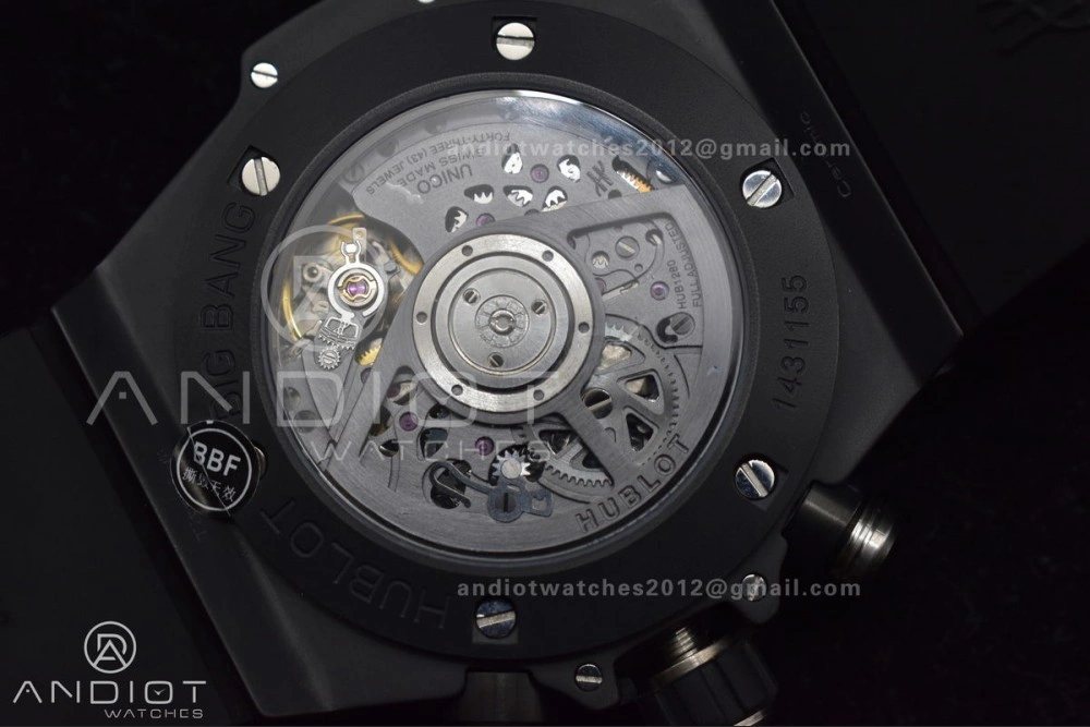 Hublot Big Bang Unico Full Black ZF 1:1 Best Edition Skeleton Dial on Black Rubber Strap A1280