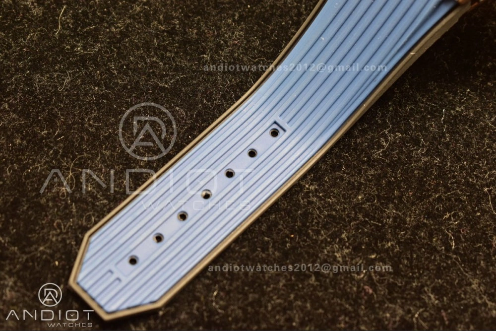 Hublot Big Bang Unico RG ZF 1:1 Best Edition Blue Skeleton Dial on Blue Rubber Strap A1280