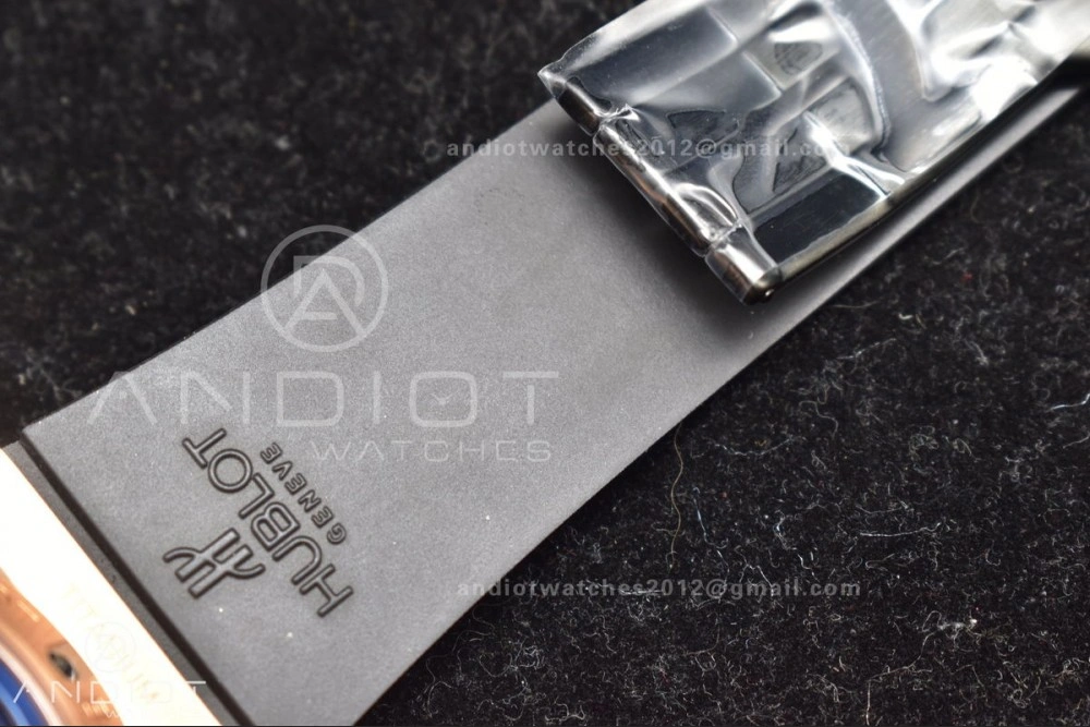 Hublot Big Bang Unico RG ZF 1:1 Best Edition Blue Skeleton Dial on Blue Rubber Strap A1280