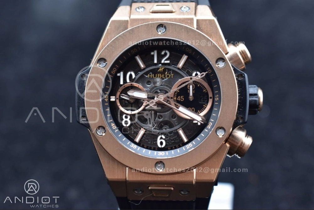 Hublot Big Bang Unico RG ZF 1:1 Best Edition Skeleton Dial on Black Rubber Strap A1280