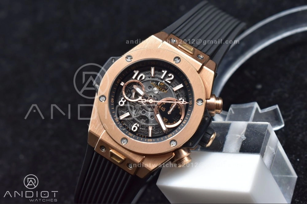Hublot Big Bang Unico RG ZF 1:1 Best Edition Skeleton Dial on Black Rubber Strap A1280