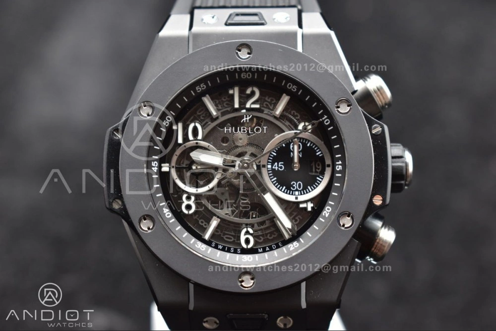 Hublot Big Bang Unico Titanium ZF 1:1 Best Edition Black Skeleton Dial On Black Rubber Strap A1280
